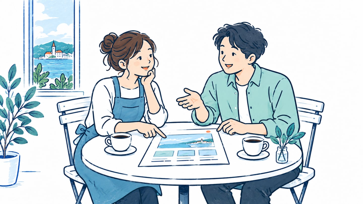 お店の情報をヒアリングを表すイラスト
